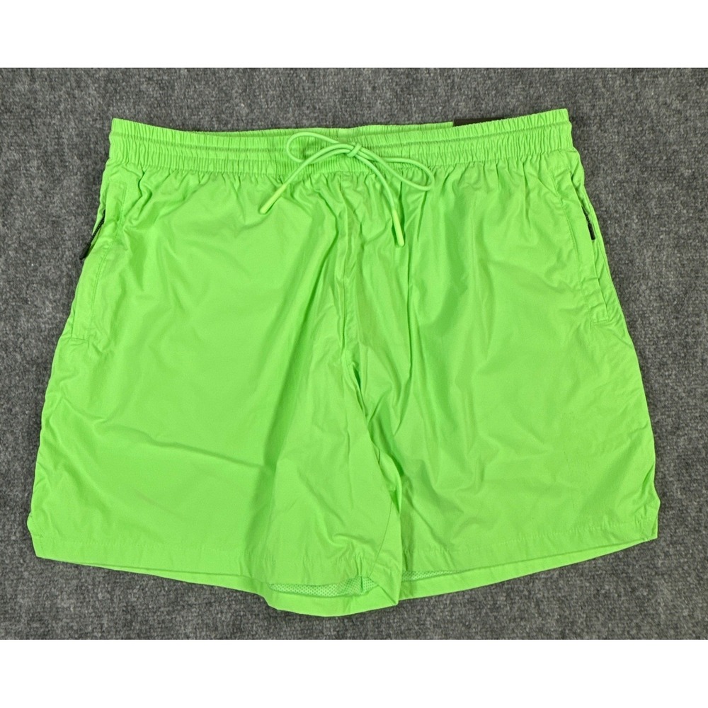 LCKR Mens Athletic Shorts Neon Green Elastic Waist Zipper Pockets XL NWT